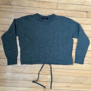 Nicole Miller New York Extra Fine Merino Wool Drawstring Sweater Green XL